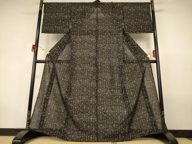 平和屋着物*夏物 結城紬 夏結城 100亀甲 草花文 正絹 逸品 AABG9238jd