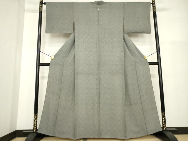 平和屋着物▽江戸小紋 単衣 鮫小紋柄 黒地 正絹 逸品 AABG9248ck