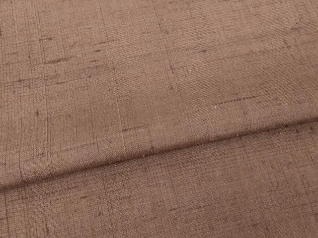 平和屋着物▽上質な紬 単衣 色無地 煤竹色 正絹 逸品 AABG9252ck