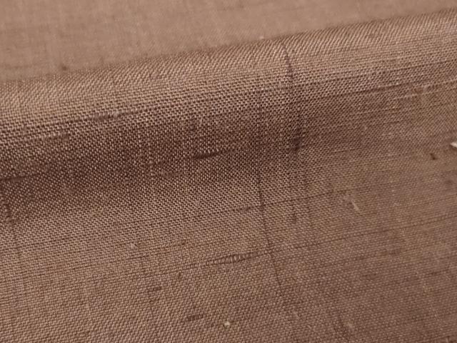 平和屋着物▽上質な紬 単衣 色無地 煤竹色 正絹 逸品 AABG9252ck