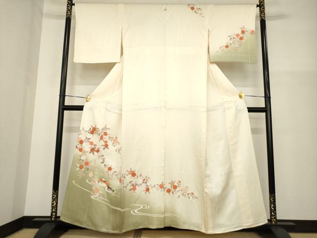 平和屋着物▽訪問着 単衣 流水鴛鴦文 正絹 逸品 AABG9256ck