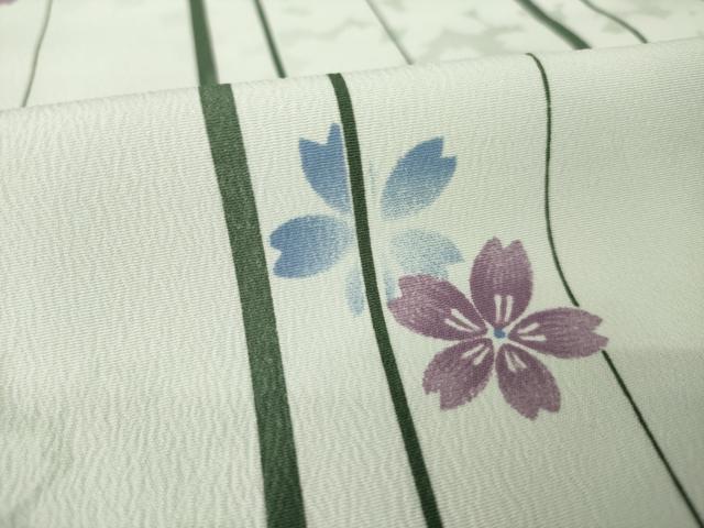 平和屋着物▽小紋 単衣 桜文 洗える着物 AABG9260ck
