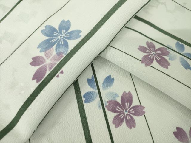 平和屋着物▽小紋 単衣 桜文 洗える着物 AABG9260ck