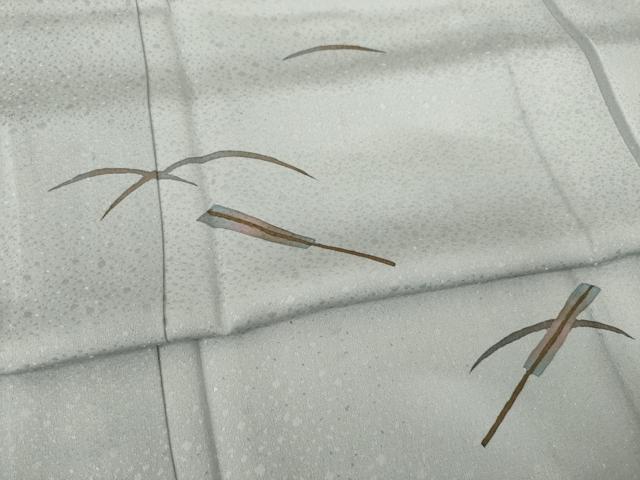 平和屋着物▽訪問着 単衣 芝 扇子 正絹 逸品 AABG9266ck