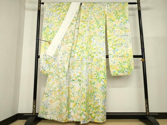 平和屋着物▽豪華振袖 単衣 草花尽くし 金彩 正絹 逸品 AABG9273ck