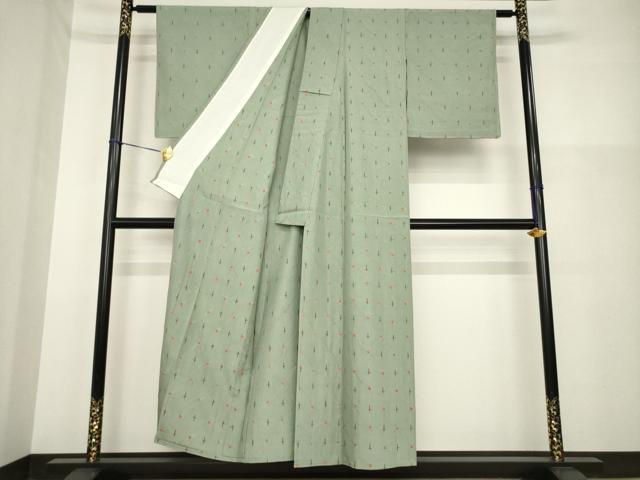 平和屋着物▽上質な紬 単衣 絞り 十字絣 正絹 逸品 AABG9275ck