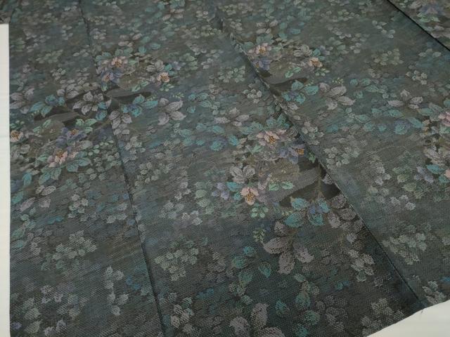 平和屋着物▽本場大島紬 単衣 9マルキ 枝花文 正絹 逸品 AABG9278ck