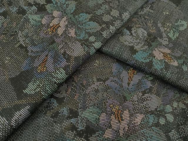 平和屋着物▽本場大島紬 単衣 9マルキ 枝花文 正絹 逸品 AABG9278ck