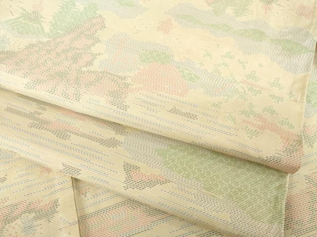 平和屋着物▽本場大島紬 単衣 風景文 正絹 逸品 AABG9280ck