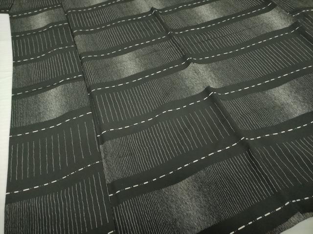 平和屋着物▽小紋 単衣 横段文 黒地 洗える着物 AABG9302ck