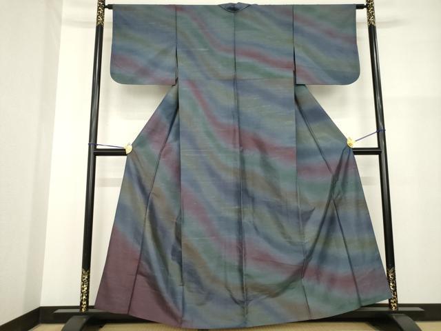平和屋着物▽石川県指定無形文化財 牛首紬 白山工房 手織り 訪問着 単衣 霞文 暈し染め 正絹 逸品 AABG9311ck