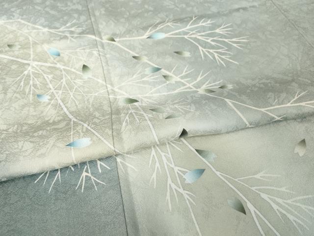 平和屋着物▽訪問着 単衣 作家物 枝花文 暈し染め 正絹 逸品 AABG9313ck