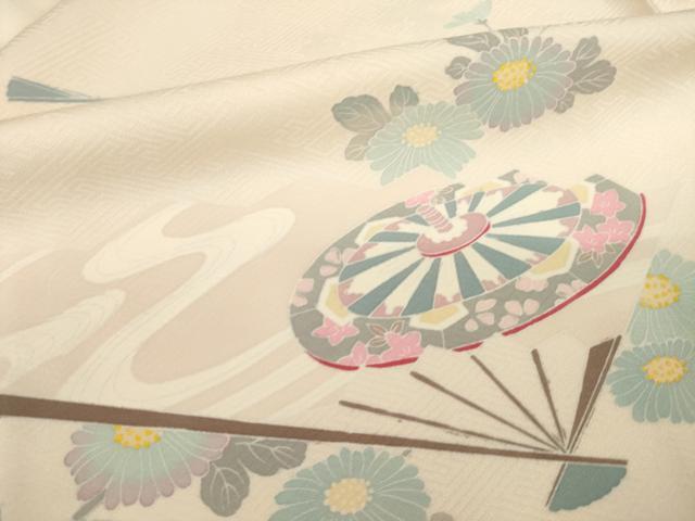 平和屋着物▽訪問着 単衣 友禅 扇面花文 正絹 逸品 AABG9315ck