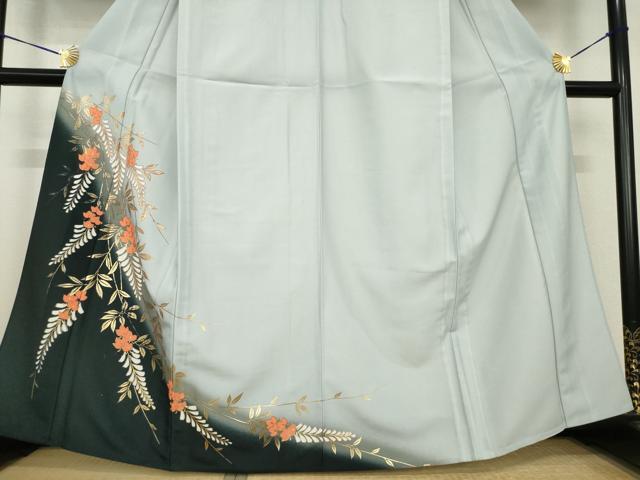 平和屋着物▽訪問着 単衣 枝花文 暈し染め 金彩 洗える着物 AABG9320ck