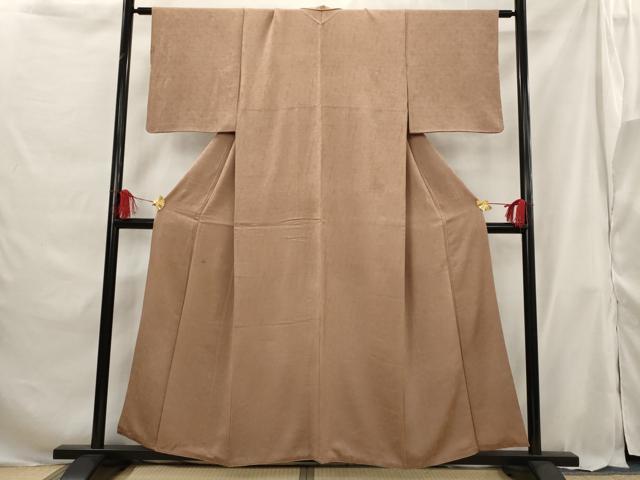 平和屋着物■上質な色無地 飛鶴地紋 宗伝唐茶 正絹 逸品 AABG9323st