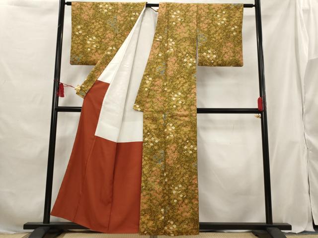 平和屋着物■上質な小紋 草花文 正絹 逸品 AABG9324st