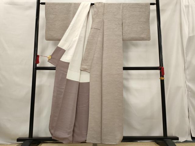 平和屋着物■上質な色無地 風景地紋 茶鼠色 正絹 逸品 AABG9328st