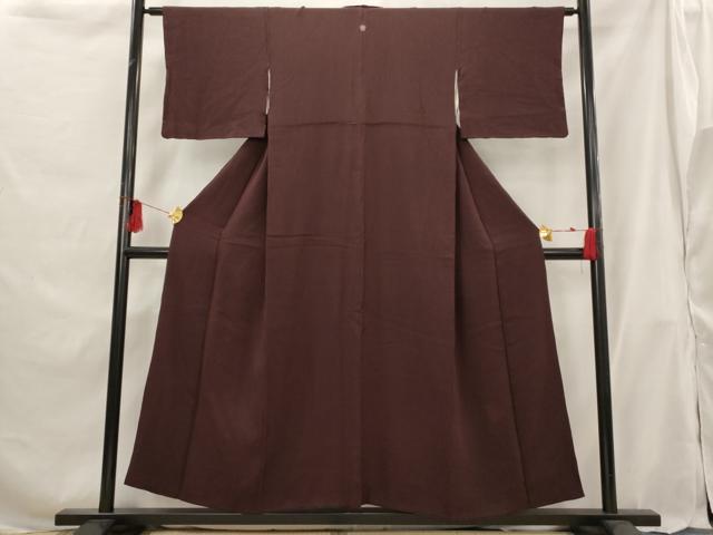 平和屋着物■上質な色無地 紋意匠 黒壇色 正絹 逸品 AABG9340st