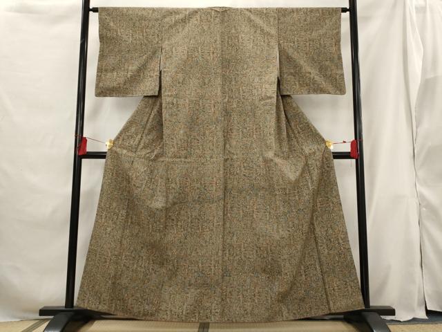 平和屋着物■上質な小紋 紬地 更紗花文 三越扱い 正絹 逸品 AABG9387st