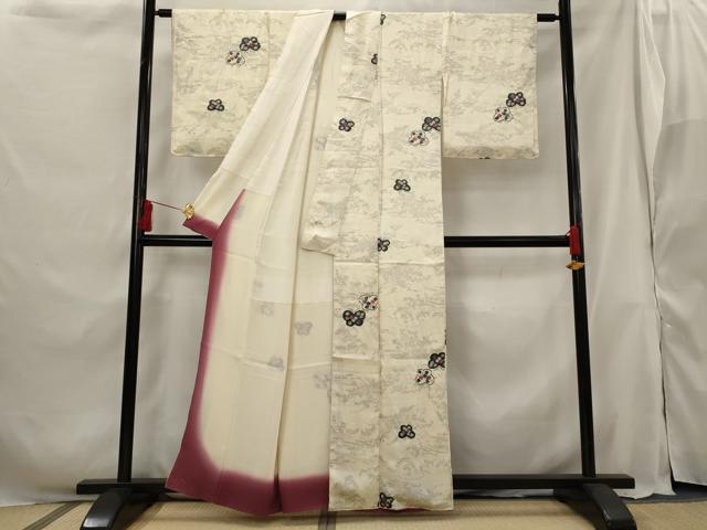 平和屋着物■上質な小紋 絞り 舞蝶文 正絹 逸品 AABG9396st