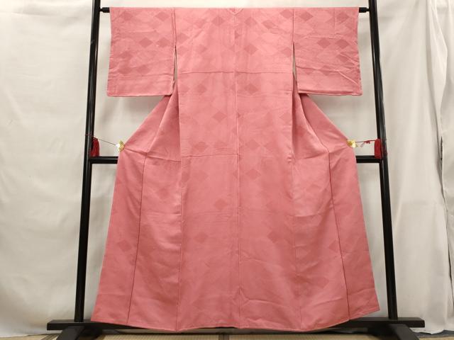 平和屋着物■上質な色無地 菱地紋 今様色 正絹 逸品 未使用 AABG9420st