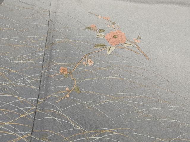 平和屋着物■訪問着 刺繍 芝花文 暈し染め 金糸 金銀彩 正絹 逸品 AABG9422st