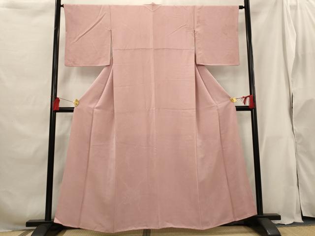 平和屋着物■上質な色無地 蔦の葉地紋 紅梅色 正絹 逸品 AABG9429st
