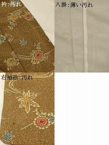 平和屋着物■上質な小紋 流水花文 鬼しぼ縮緬 正絹 逸品 AABG9431st