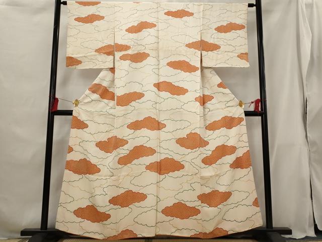 平和屋着物■上質な小紋 雲取り文様 正絹 逸品 AABG9441st