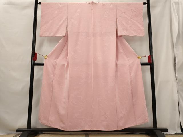 平和屋着物■上質な色無地 立波地紋 珊瑚色 正絹 逸品 AABG9444st