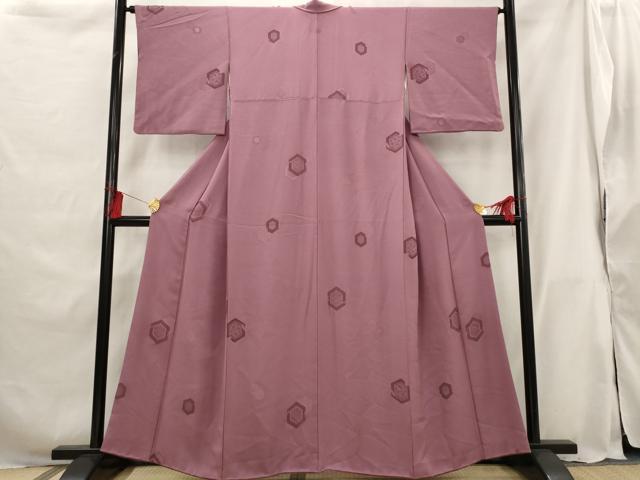 平和屋着物■上質な色無地 亀甲地紋 浅蘇芳色 正絹 逸品 AABG9445st