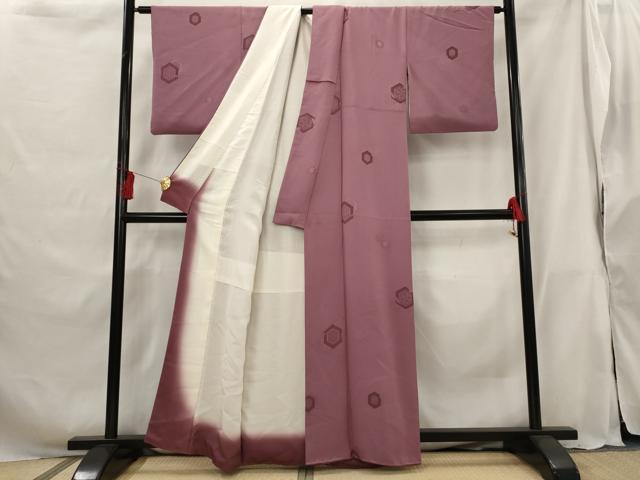 平和屋着物■上質な色無地 亀甲地紋 浅蘇芳色 正絹 逸品 AABG9445st