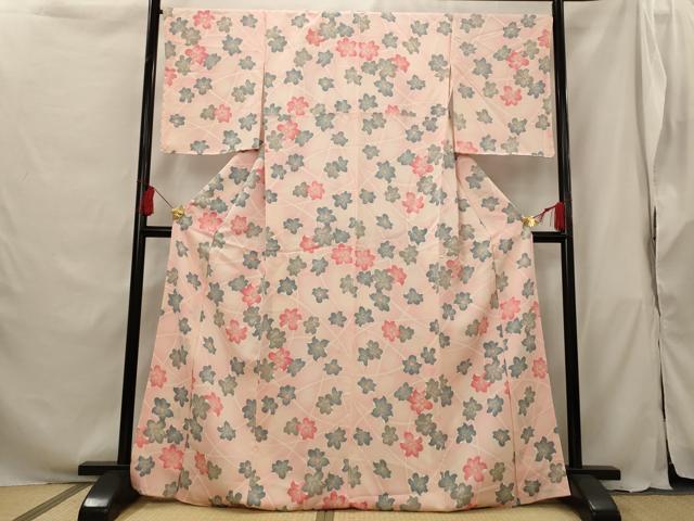 平和屋着物■上質な小紋 舞花文 暈し染め 正絹 逸品 AABG9455st