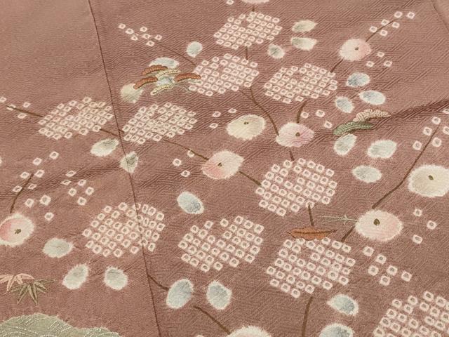 平和屋着物■訪問着 刺繍 草花文 金糸 金銀彩 正絹 逸品 AABG9461st