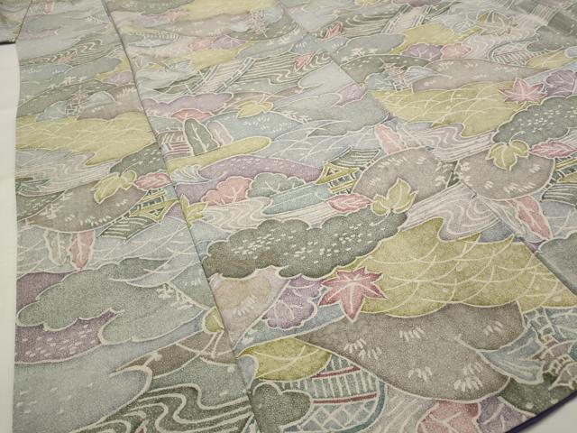 平和屋着物■上質な小紋 風景文 正絹 逸品 AABG9464st