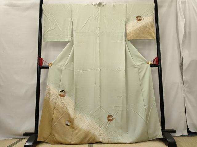 平和屋着物■訪問着 雪輪花文 暈し染め 金銀彩 正絹 逸品 AABG9467st