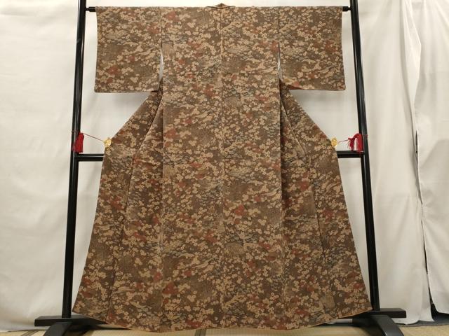 平和屋着物■上質な小紋 飛鶴花文 正絹 逸品 AABG9480st