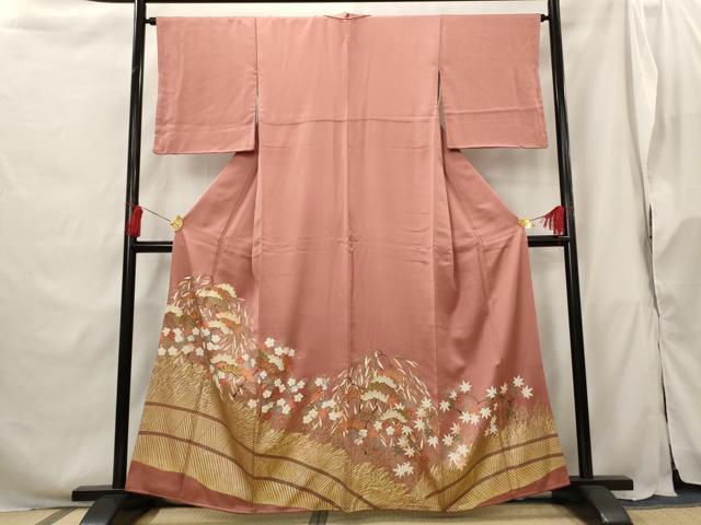 平和屋着物■豪華色留袖 駒刺繍 笠松文 金彩 正絹 逸品 AABG9483st