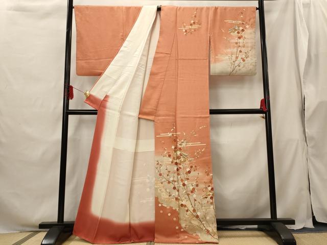 平和屋着物■訪問着 駒刺繍 枝花文 暈し染め 金彩 正絹 逸品 AABG9486st