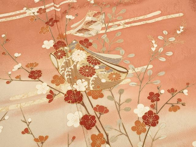 平和屋着物■訪問着 駒刺繍 枝花文 暈し染め 金彩 正絹 逸品 AABG9486st