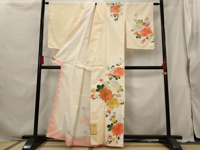 平和屋着物■訪問着 駒刺繍 草花文 暈し染め 金糸 洗える着物 未使用 AABG9490st