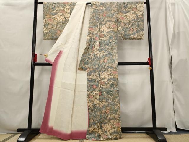 平和屋着物■上質な小紋 花鳥文 正絹 逸品 AABG9492st