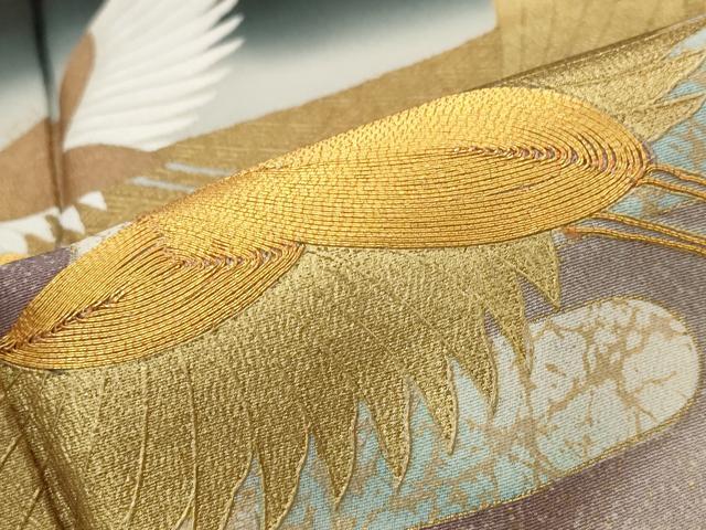 平和屋着物■豪華黒留袖 作家物 駒刺繍 エ霞飛鶴文 暈し染め 金彩 正絹 逸品 AABG9500st