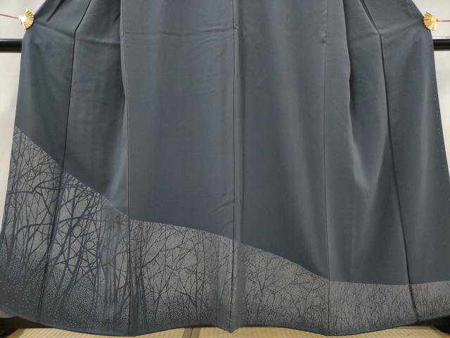 平和屋着物■色留訪問着 樹林文 銀糸 正絹 逸品 AABG9501st
