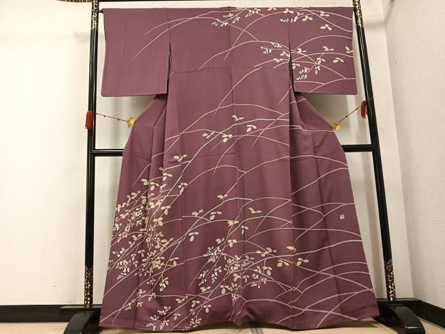 平和屋着物●京友禅作家 池内路一 訪問着 ろうけつ染め 枝花文 正絹 逸品 AABG9522ph