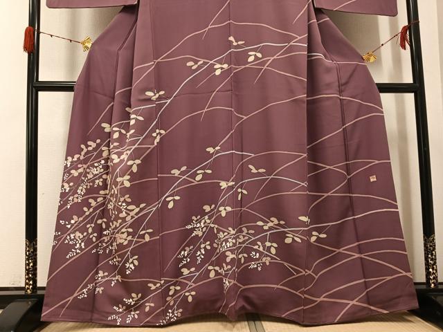 平和屋着物●京友禅作家 池内路一 訪問着 ろうけつ染め 枝花文 正絹 逸品 AABG9522ph