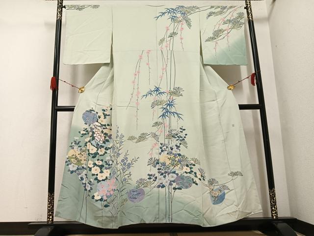 平和屋着物●訪問着 友禅 作家物 草花文 暈し染め 正絹 逸品 AABG9529ph