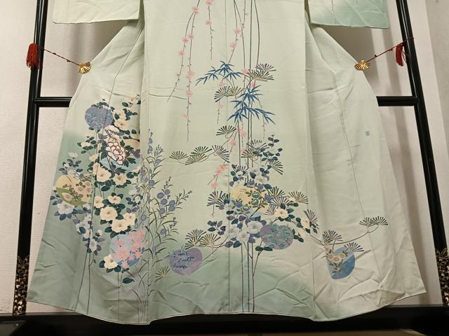 平和屋着物●訪問着 友禅 作家物 草花文 暈し染め 正絹 逸品 AABG9529ph