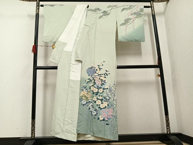 平和屋着物●訪問着 友禅 作家物 草花文 暈し染め 正絹 逸品 AABG9529ph
