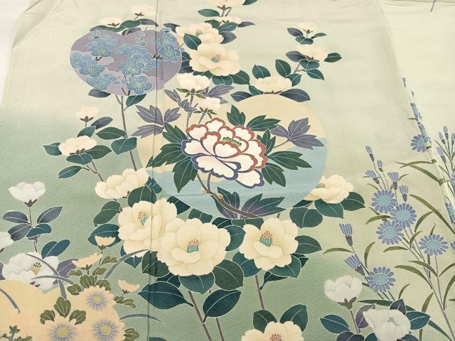 平和屋着物●訪問着 友禅 作家物 草花文 暈し染め 正絹 逸品 AABG9529ph